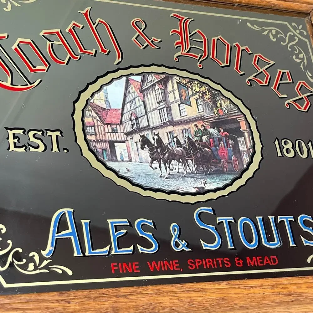 Vintage Coach & Horses Pub Mirror Ales & Stouts English Tavern Bar Decor